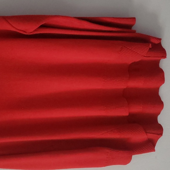 Eileen Fisher Mock Neck 100% Extra Fine Merino Wool Sweater Red Longer Oversized - Picture 8 of 16